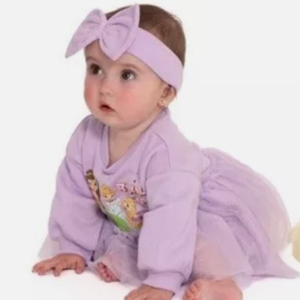 Disney princess purple baby girl tutu dress 3 piece set Size 0-3M months New WT